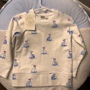 The Beaufort Bonnet Company White and Blue Sailboat Sweatshirt